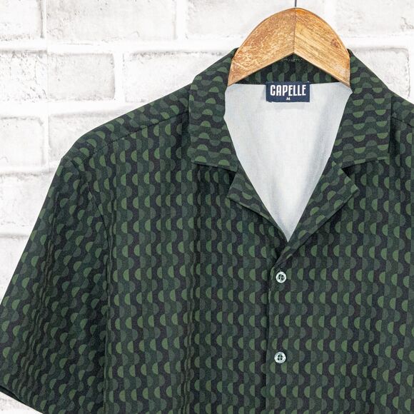 CAPELLE Miami Men's camp Collar Tailored shirt in green Medium - Picture 5 of 6